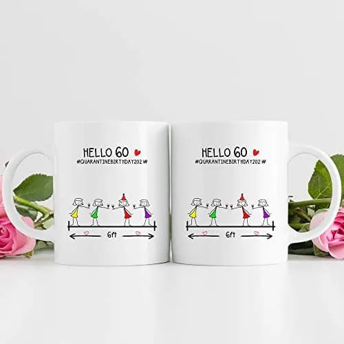 MintBear 60th Birthday Gifts for Women Mug - Hello 60 QUARANTINE BIRTHDAY 2021 Ceramic 11 oz | Unique Milestone Gift thumbnail 6