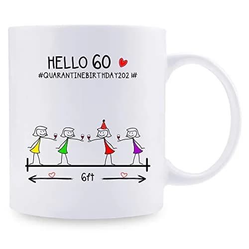 MintBear 60th Birthday Gifts for Women Mug - Hello 60 QUARANTINE BIRTHDAY 2021 Ceramic 11 oz | Unique Milestone Gift thumbnail 2