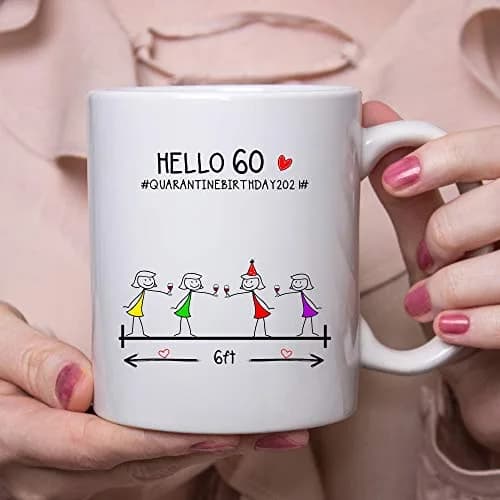 MintBear 60th Birthday Gifts for Women Mug - Hello 60 QUARANTINE BIRTHDAY 2021 Ceramic 11 oz | Unique Milestone Gift thumbnail 3