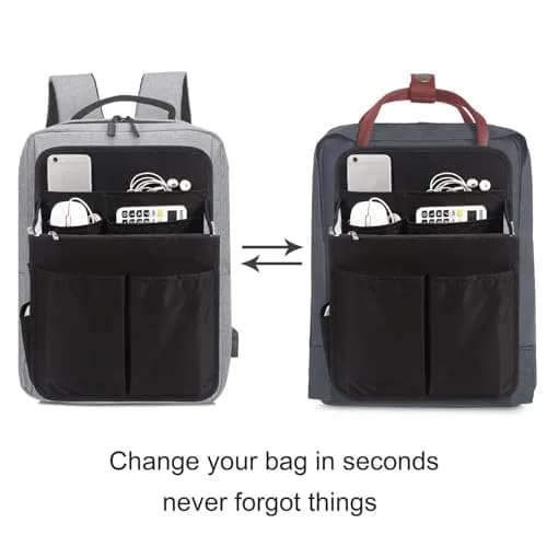 Yoillione Nylon Backpack Organizer Insert for Men and Women, Large Bag Organizer with Zipper Pockets, 27.5cm x 13cm x 36.5cm thumbnail 5