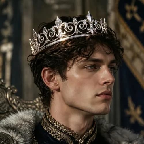 FORSEVEN Full Round King Crown- Metal Rhinestone Crowns for Men | Elegant Baroque Design with Crystal & Alloy (16 x 16 x 5 cm) thumbnail 3