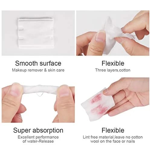 OMSM Cotton Pads Facial Makeup Remover Squares 222PCS | 3-Layer Ultra-Absorbent Pure Cotton thumbnail 5