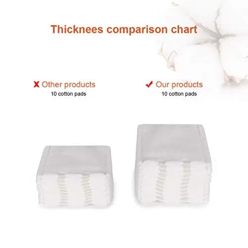 OMSM Cotton Pads Facial Makeup Remover Squares 222PCS | 3-Layer Ultra-Absorbent Pure Cotton thumbnail 6