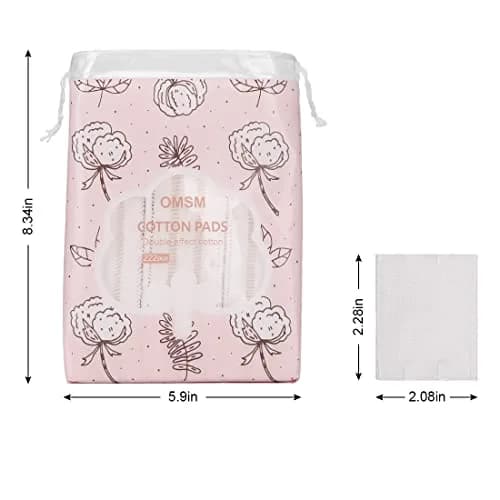 OMSM Cotton Pads Facial Makeup Remover Squares 222PCS | 3-Layer Ultra-Absorbent Pure Cotton thumbnail 7