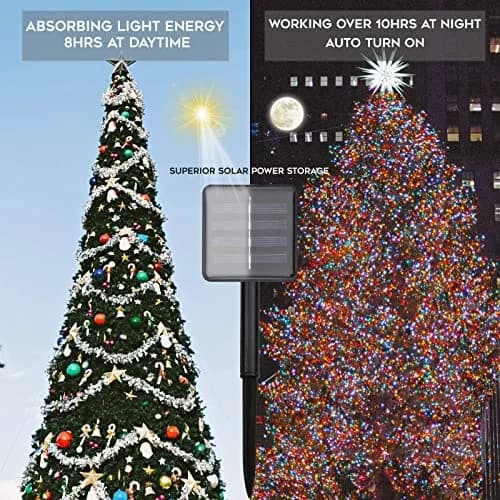 suddus 5 Colors Solar String Lights | Waterproof Outdoor Christmas Lights with 8 Modes, 100 LED, Multi Colored, 33Ft, Solar Powered thumbnail 7