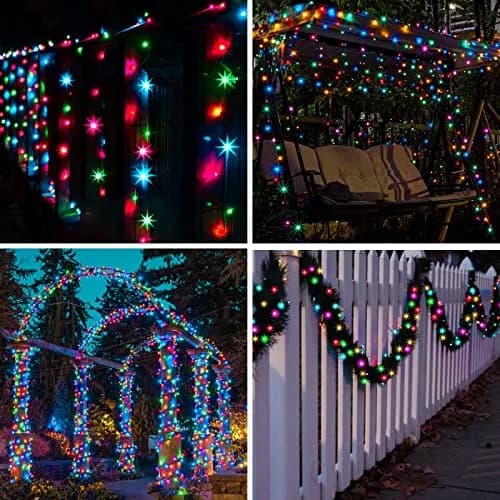 suddus 5 Colors Solar String Lights | Waterproof Outdoor Christmas Lights with 8 Modes, 100 LED, Multi Colored, 33Ft, Solar Powered thumbnail 3