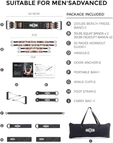 INNSTAR Exercise Resistance Bands Set | Full Body Workout, 200Lbs Tension, Portable for Home & Travel thumbnail 2