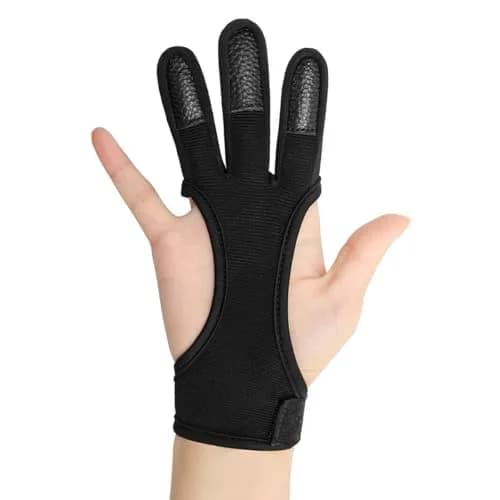 Coolrunner Archery Glove Three Finger Leather with Velcro Strap, Black, Large | Protects Fingers from Bowstring & Arrows thumbnail 1