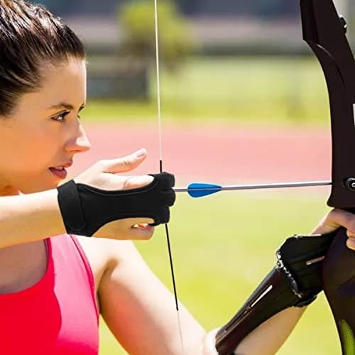 Coolrunner Archery Glove Three Finger Leather with Velcro Strap, Black, Large | Protects Fingers from Bowstring & Arrows thumbnail 4