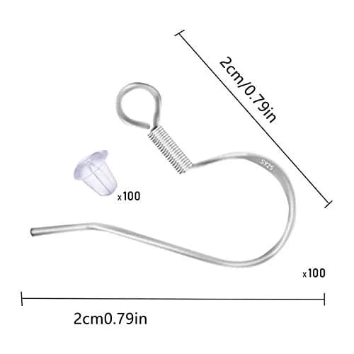 Grenali 925 Sterling Silver Earring Hooks & Clear Rubber Stoppers 50 Pairs | Hypoallergenic & Nickel-Free for DIY Jewelry Making thumbnail 2