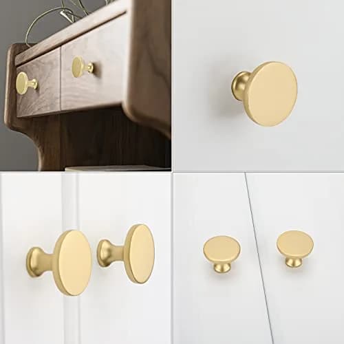 Goldenwarm 25Pack Gold Dresser Knobs Cabinet Knobs | Brass Round Handles for Cabinets & Drawers thumbnail 8