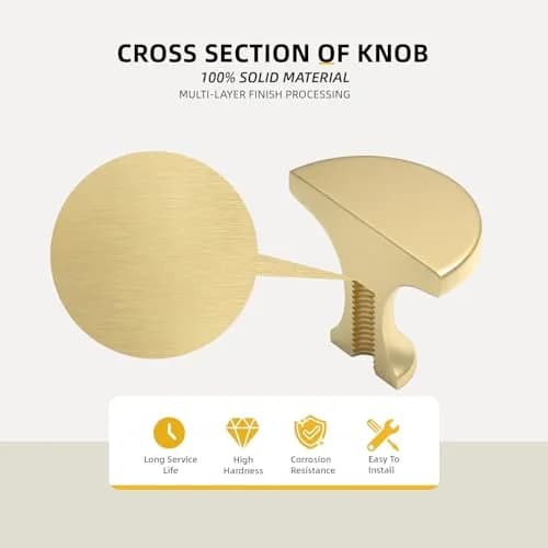 Goldenwarm 25Pack Gold Dresser Knobs Cabinet Knobs | Brass Round Handles for Cabinets & Drawers thumbnail 3