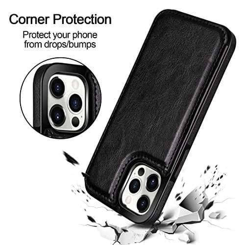 HianDier for iPhone 12 Pro Max Wallet Case with Card Holder Black | Slim Leather Design & Dual Layer Protection thumbnail 7