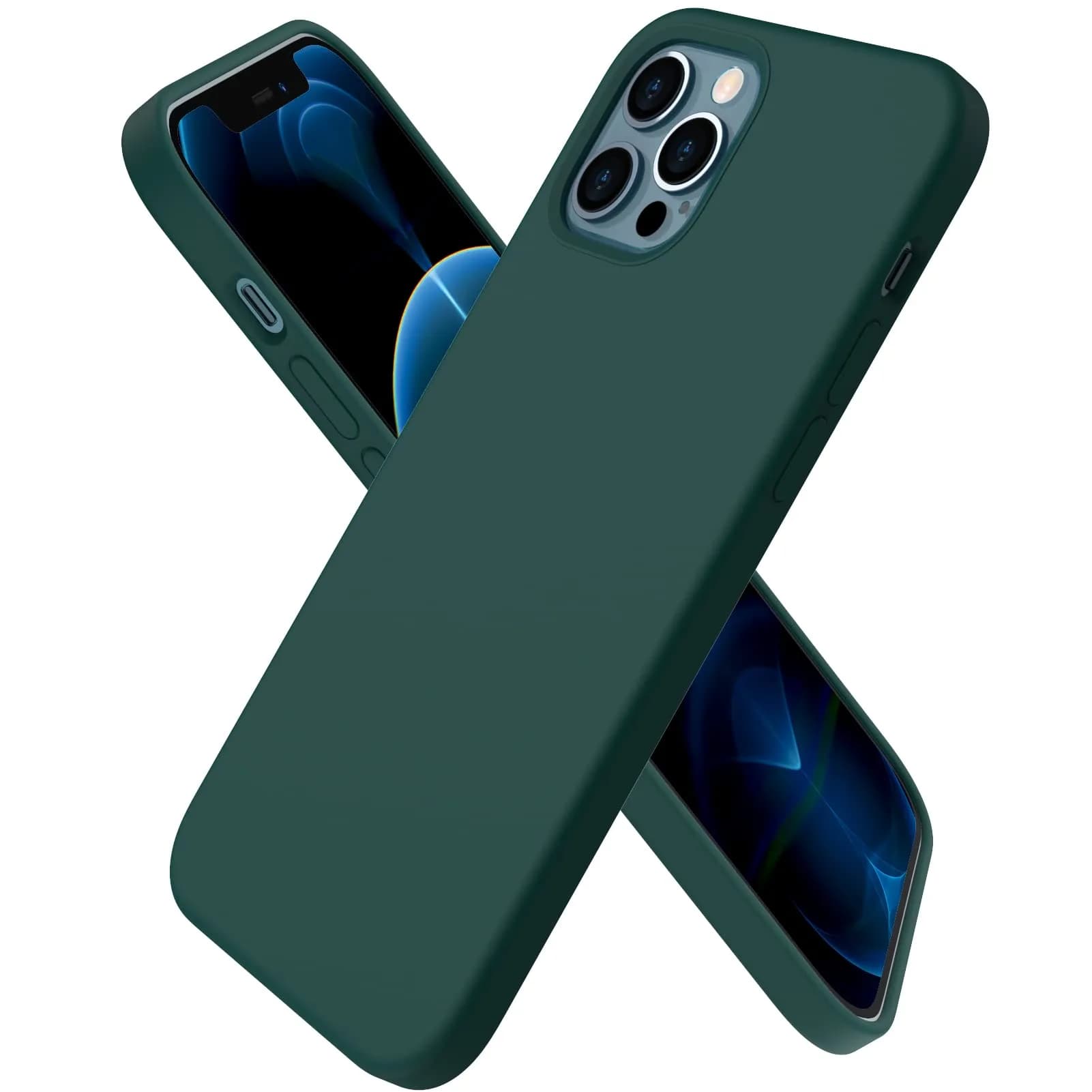 ORNARTO for iPhone 12/12 Pro Case, Slim Liquid Silicone, Olive Green | Snug Fit & Easy to Clean — Olive Green
