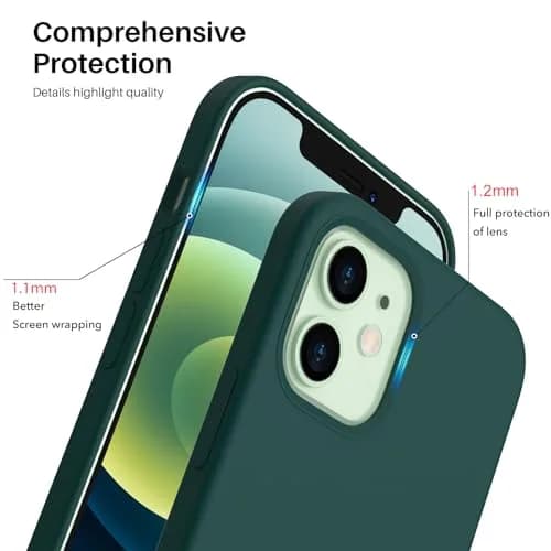 ORNARTO for iPhone 12/12 Pro Case, Slim Liquid Silicone, Olive Green | Snug Fit & Easy to Clean thumbnail 4