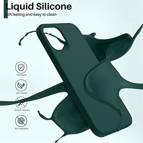 ORNARTO for iPhone 12/12 Pro Case, Slim Liquid Silicone, Olive Green | Snug Fit & Easy to Clean thumbnail 3
