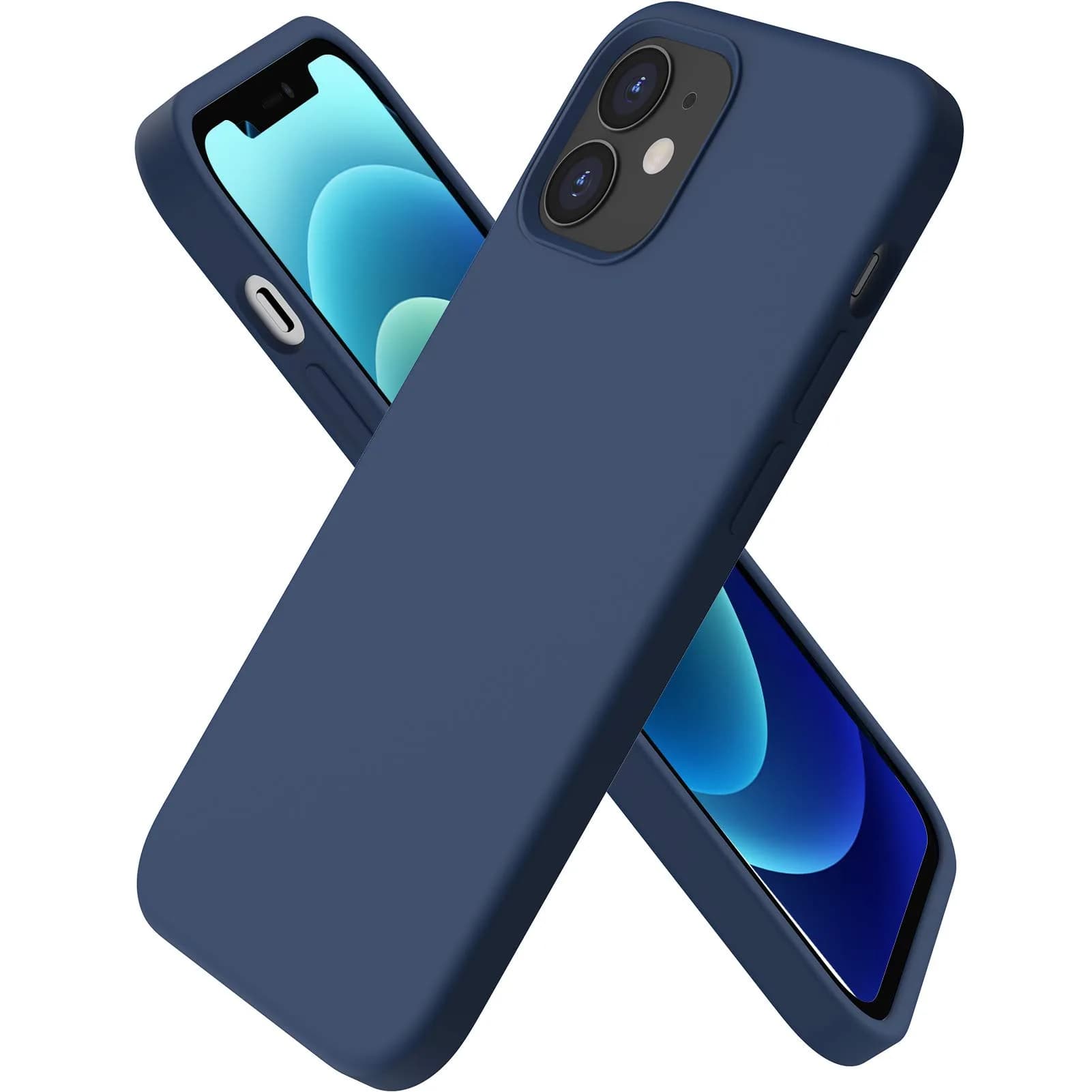 ORNARTO for iPhone 12 Mini Case, Slim Liquid Silicone Cover, Navy Blue | Anti-Fingerprint & Raised Edges — Navy Blue