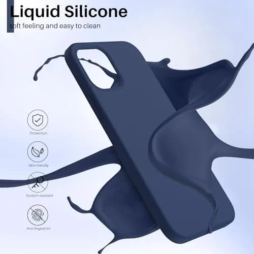 ORNARTO for iPhone 12 Mini Case, Slim Liquid Silicone Cover, Navy Blue | Anti-Fingerprint & Raised Edges thumbnail 3