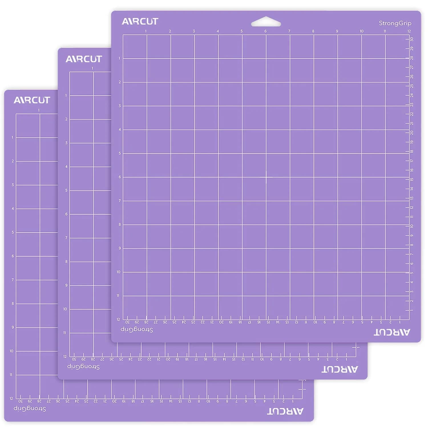 AIRCUT 3-Pack 12x12 Inch Cutting Mats for Cricut Maker & Explore Series | Standard, Light & Strong Grip Variety — Purple