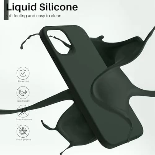 ORNARTO for iPhone 12/12 Pro Case, Slim Liquid Silicone, Cyprus Green | Snug Fit & Easy to Clean thumbnail 3