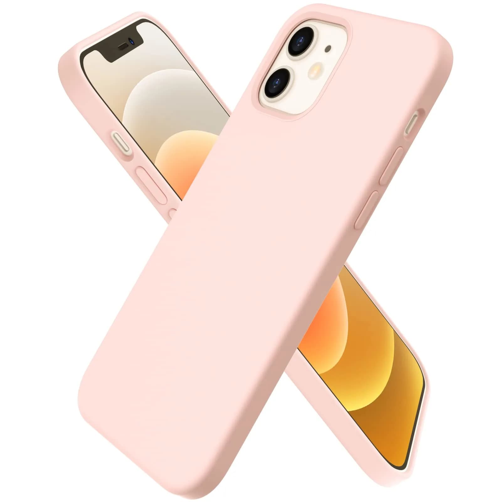 ORNARTO for iPhone 12/12 Pro Case, Slim Liquid Silicone, Pink | Snug Fit & Easy to Clean — Pink