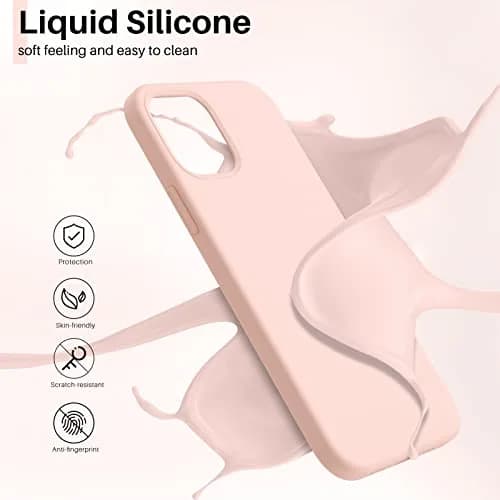 ORNARTO for iPhone 12/12 Pro Case, Slim Liquid Silicone, Pink | Snug Fit & Easy to Clean thumbnail 3