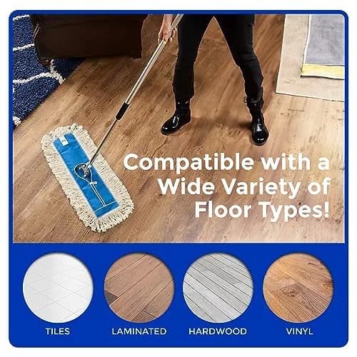 Nine Forty 48" Cotton Dust Mop Kit | Heavy Duty Dry Floor Cleaner for Hardwood Surfaces thumbnail 6