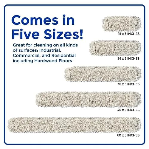 Nine Forty 48" Cotton Dust Mop Kit | Heavy Duty Dry Floor Cleaner for Hardwood Surfaces thumbnail 2
