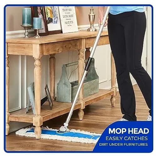 Nine Forty 48" Cotton Dust Mop Kit | Heavy Duty Dry Floor Cleaner for Hardwood Surfaces thumbnail 3