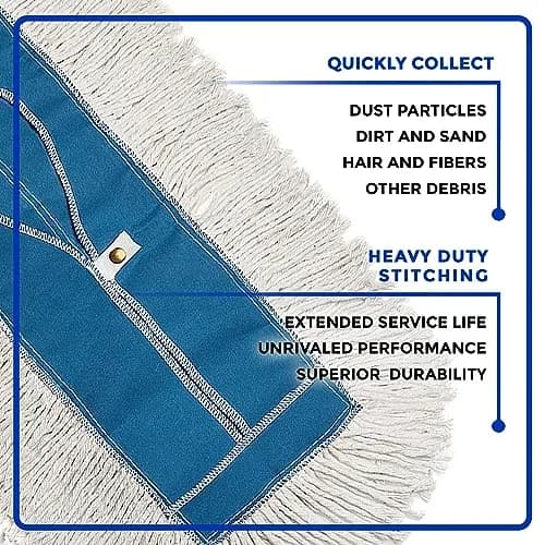 Nine Forty 48" Cotton Dust Mop Kit | Heavy Duty Dry Floor Cleaner for Hardwood Surfaces thumbnail 4