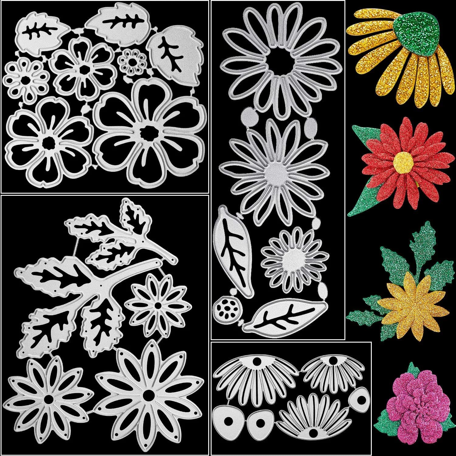 Patelai Flower Metal Cutting Dies 4 Sets | 23 Styles Embossing Stencils for Crafts - main product image