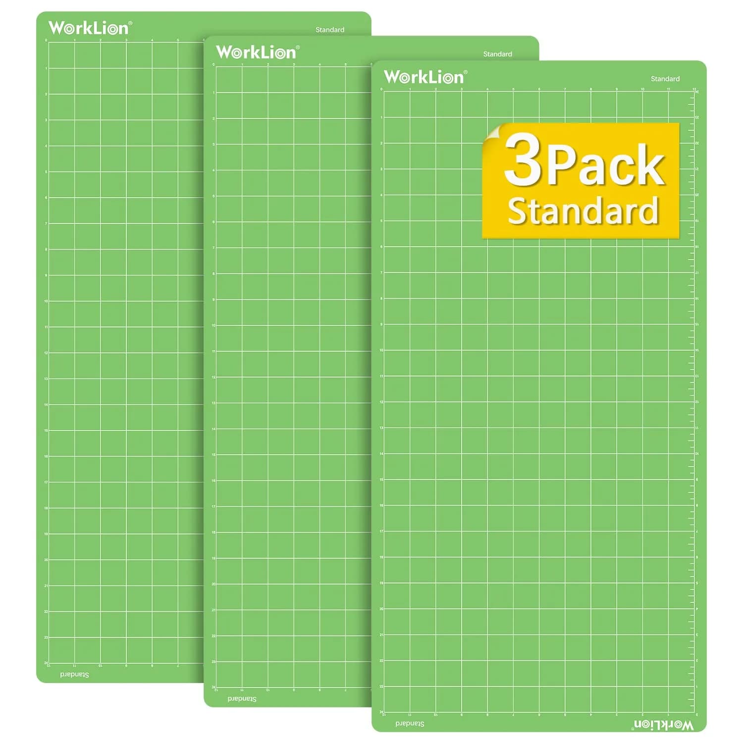 WORKLION Standard Cutting Mat 12x24 Inch (30.5x61cm) 3-Pack | Self-Healing PVC Grid Mat for Sewing & Crafts
