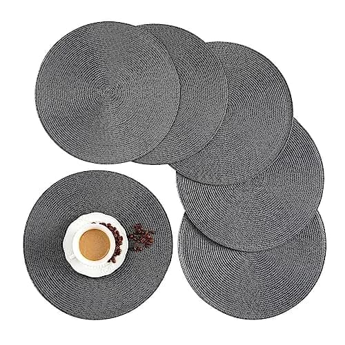 Jennice House Gray Placemat | Heat Resistant, 13.5 inch, Set of 6 for Kitchen & Dining thumbnail 1