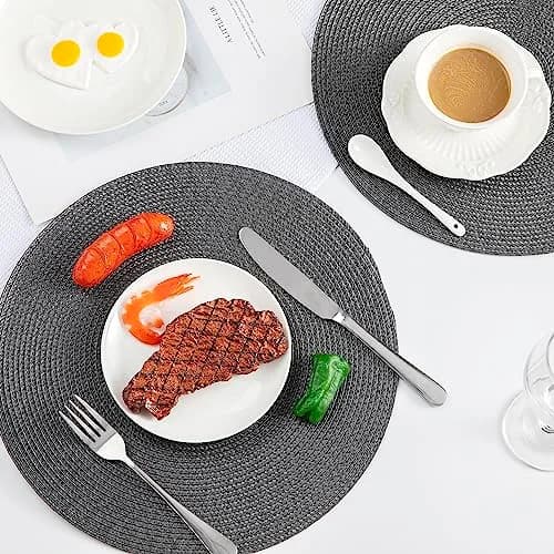 Jennice House Gray Placemat | Heat Resistant, 13.5 inch, Set of 6 for Kitchen & Dining thumbnail 7