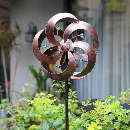 HDNICEZM Solar Wind Spinner 75in | Multi-Color LED & Kinetic Metal Sculpture for Yard & Garden thumbnail 1