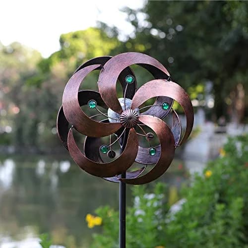HDNICEZM Solar Wind Spinner 75in | Multi-Color LED & Kinetic Metal Sculpture for Yard & Garden thumbnail 4