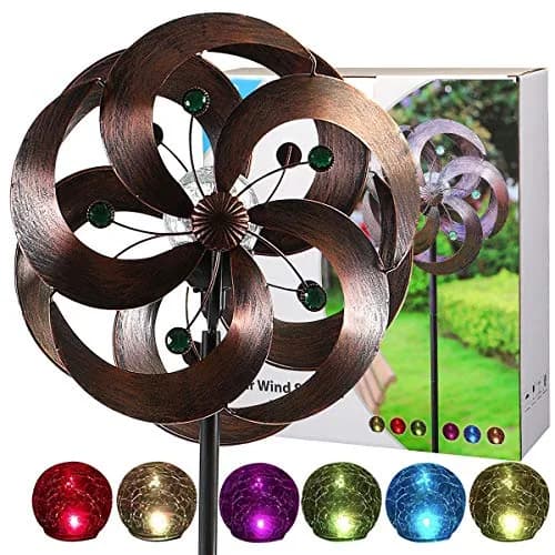 HDNICEZM Solar Wind Spinner 75in | Multi-Color LED & Kinetic Metal Sculpture for Yard & Garden thumbnail 6