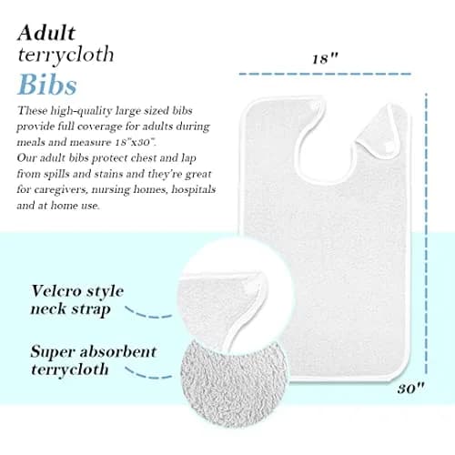 Avalon Towels Adult Terry Cloth Bibs with Hook & Loop Closure, 18" x 30" (Pack of 4) | Full Coverage Clothing Protectors thumbnail 4