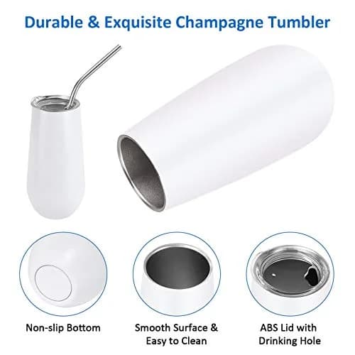 Lifecapido 6 Pack Stemless Insulated Champagne Flute Tumblers 6 Oz | Reusable, Unbreakable, Gift-Ready thumbnail 3