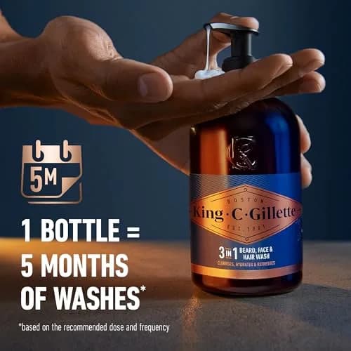King C. Gillette Beard Wash for Men 350ml (11.8 Fl Oz) | Cleanses Hair and Skin with Argan & Avocado Oil thumbnail 5