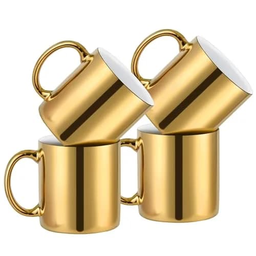 BYCNZB Gold Ceramic Coffee Mugs Set of 4 | 355ml (12oz) Modern Drinking Cups thumbnail 1