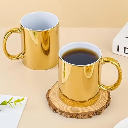 BYCNZB Gold Ceramic Coffee Mugs Set of 4 | 355ml (12oz) Modern Drinking Cups thumbnail 5