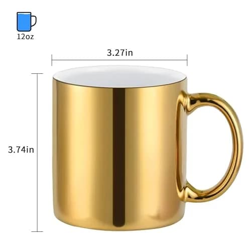 BYCNZB Gold Ceramic Coffee Mugs Set of 4 | 355ml (12oz) Modern Drinking Cups thumbnail 2