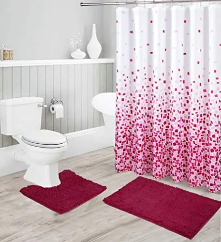 Linen Plus Chenille Soft Rug Anti-Slip Bath Set | Microfiber Bathroom Accessory (19" x 31") thumbnail 1