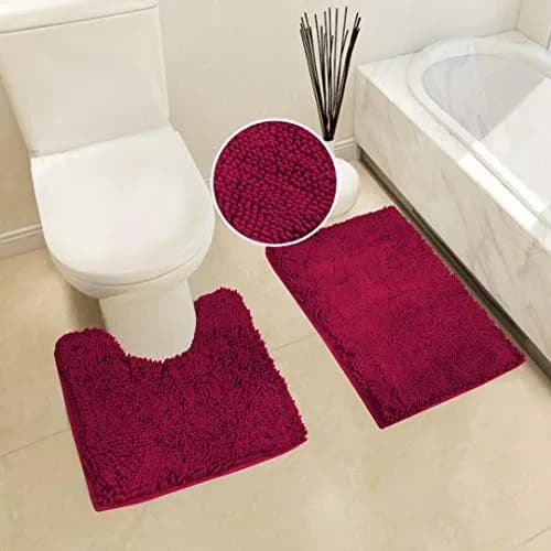 Linen Plus Chenille Soft Rug Anti-Slip Bath Set | Microfiber Bathroom Accessory (19" x 31") thumbnail 2