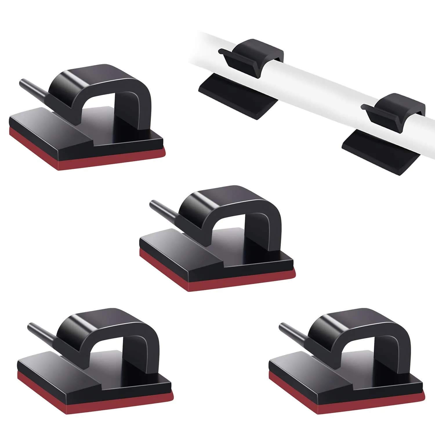 SOULWIT Black 50 Pcs Self Adhesive Cable Management Clips | Organize TV PC Laptop Ethernet Cables