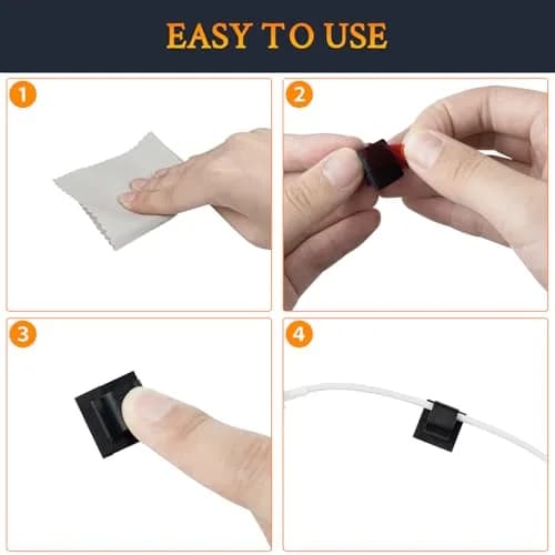 SOULWIT Black 50 Pcs Self Adhesive Cable Management Clips | Organize TV PC Laptop Ethernet Cables thumbnail 8