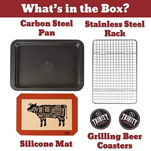 Trinity Provisions Large Meat Resting Pan with Wire Rack and Silicone Mat, 19 x 13 Inches (48.3 x 33 cm) | For Roasts, Steaks, BBQ, Bacon thumbnail 8