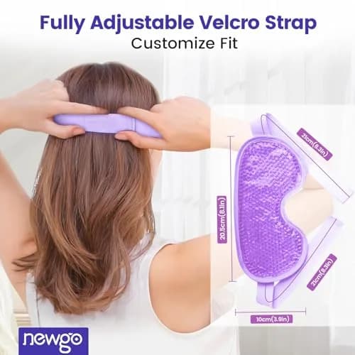 NEWGO Cooling Gel Eye Mask Reusable Cold Pack for Puffy Eyes & Dark Circles 8.1x3.9 Inch | Dual Temperature Relief thumbnail 5