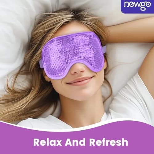NEWGO Cooling Gel Eye Mask Reusable Cold Pack for Puffy Eyes & Dark Circles 8.1x3.9 Inch | Dual Temperature Relief thumbnail 6